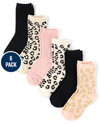 Lot de 6 paires de chaussettes à imprimé léopard pour fille