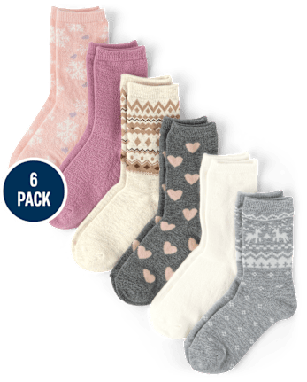 Girls Snowflake Crew Socks 6-Pack
