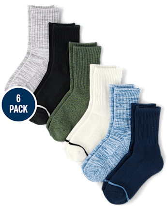 Boys Cushioned Crew Socks 6-Pack