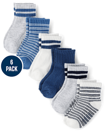 Baby And Toddler Boys Striped Cushioned Midi Socks 6-Pack