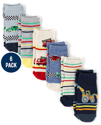 Baby And Toddler Boys Vehicle Midi Socks 6-Pack