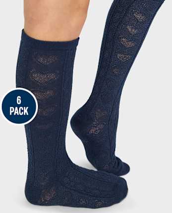Girls Heart Pointelle Knee Socks 2-Pack