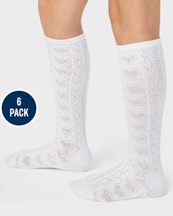 Girls Heart Pointelle Knee Socks 2-Pack