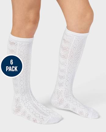 Girls Heart Pointelle Knee Socks 2-Pack
