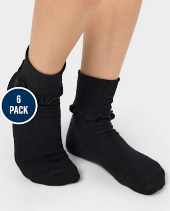 Lot de 6 paires de chaussettes à volants et revers pour fille