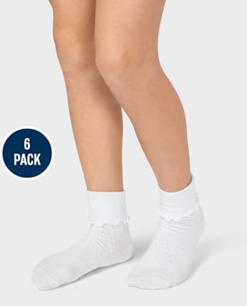 Girls Ruffle Turn Cuff Socks 6-Pack