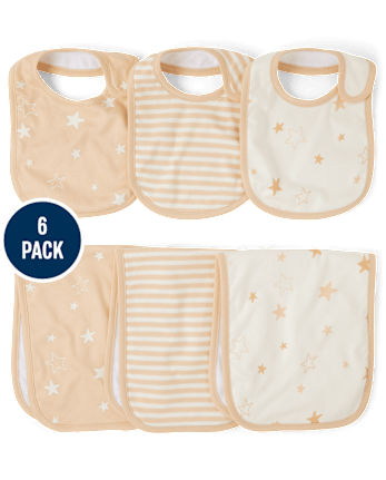 Baby Star Bib And Burp Cloth 6-Piece Set