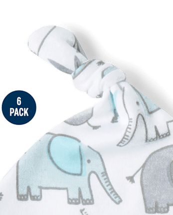 Baby Boys Elephant Hat And Mittens 6-Piece Set