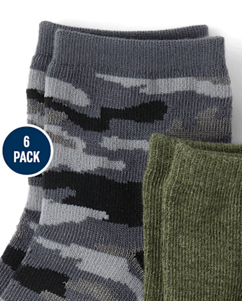 Lot de 6 paires de chaussettes mi-mollet camouflage pour garçon