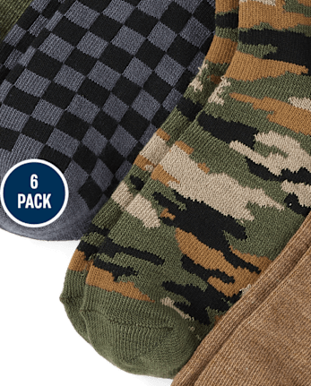 Lot de 6 paires de chaussettes mi-mollet camouflage pour garçon