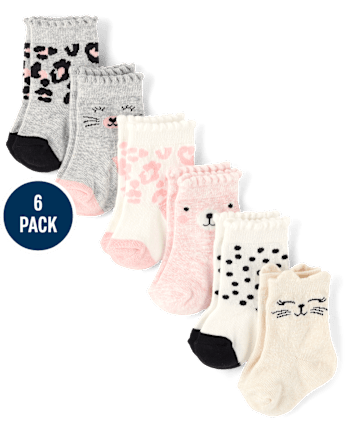 Baby Girls Cat Midi Socks 6-Pack