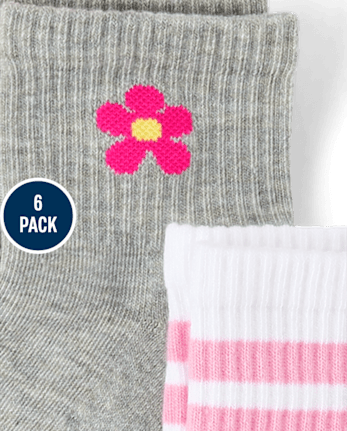 Lot de 6 paires de chaussettes mi-mollet rembourrées Icon pour petites filles
