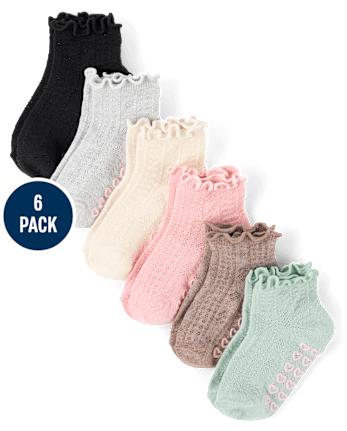 Girls Ruffle Pointelle Midi Socks 6-Pack