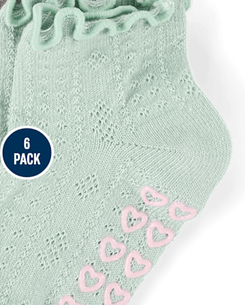 Girls Ruffle Pointelle Midi Socks 6-Pack