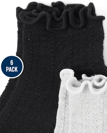 Girls Ruffle Pointelle Midi Socks 6-Pack