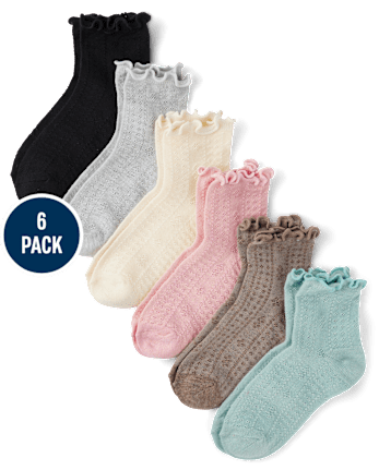 Girls Ruffle Pointelle Midi Socks 6-Pack