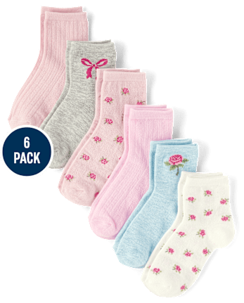 Girls Floral Midi Socks 6-Pack