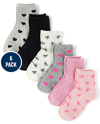 Lot de 6 paires de chaussettes mi-longues à nœud pour fille
