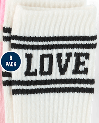 Girls Icon Cushioned Crew Socks 6-Pack