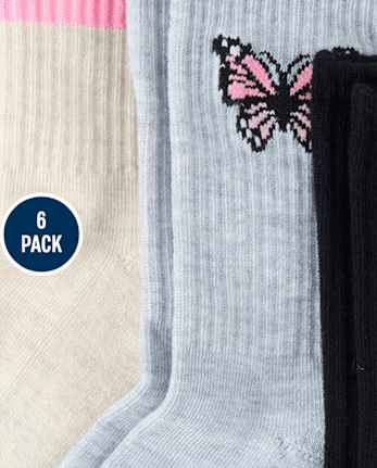 Girls Icon Cushioned Crew Socks 6-Pack