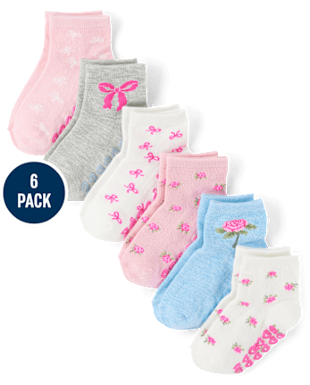 Lot de 6 paires de chaussettes mi-longues à nœud pour petites filles