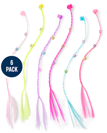 Lot de 6 extensions de cheveux perlées pour filles
