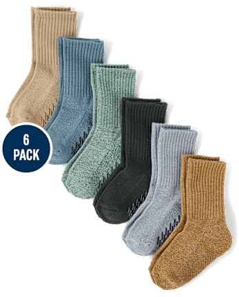 Lot de 6 paires de chaussettes mi-mollet matelassées chinées pour garçons