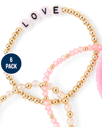 Girls Love Beaded Bracelet 6-Pack