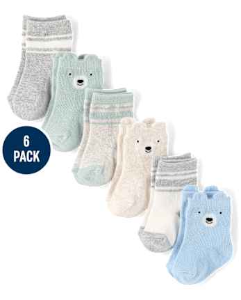 Baby Boys Bear Midi Socks 6-Pack