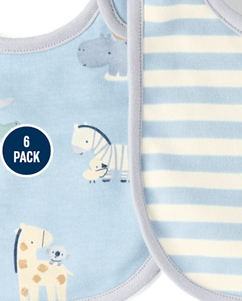 Baby Boys Animal Bib And Burp Cloth 6-Piece Set
