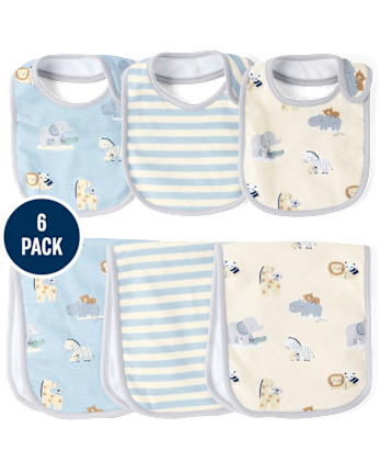 Baby Boys Animal Bib And Burp Cloth 6-Piece Set