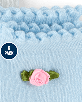 Girls Rosette Scalloped Midi Socks 6-Pack