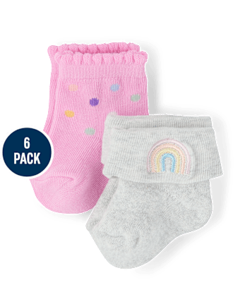Baby Girls Embroidered Icon Midi Socks 6-Pack