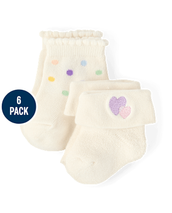 Baby Girls Embroidered Icon Midi Socks 6-Pack