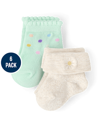 Baby Girls Embroidered Icon Midi Socks 6-Pack