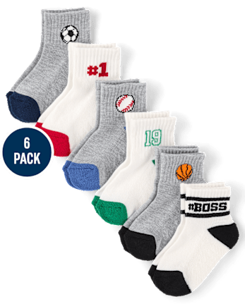 Toddler Boys Sports Cushioned Midi Socks 6-Pack