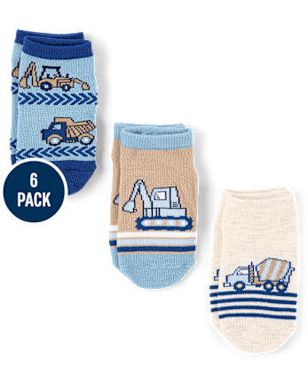 Toddler Boys Construction Vehicle Ankle Socks 6-Pack