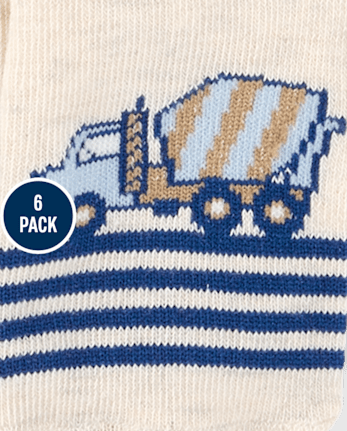 Toddler Boys Construction Vehicle Ankle Socks 6-Pack
