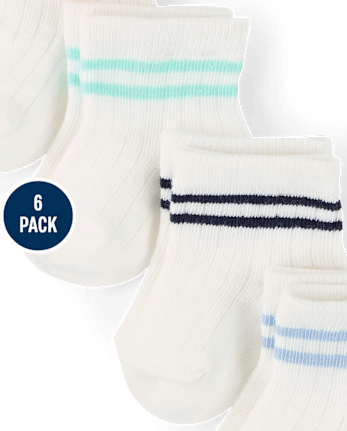 Lot de 6 paires de chaussettes mi-longues rayées pour bébé garçon