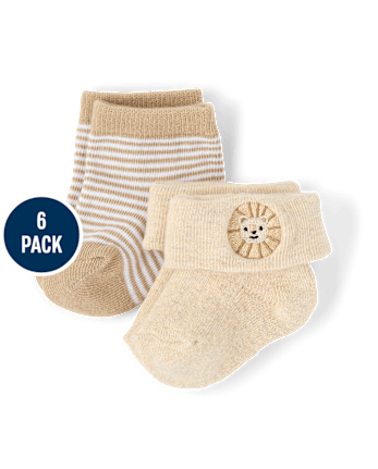 Baby Boys Animal Cushioned Turn Cuff Socks 6-Pack