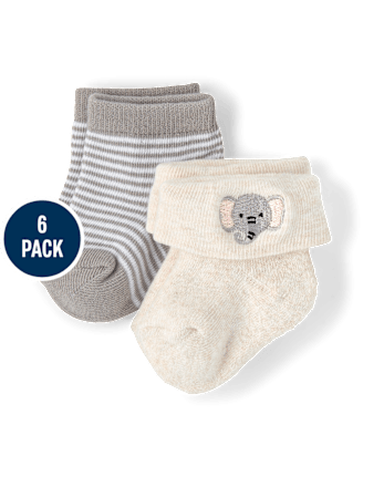 Baby Boys Animal Cushioned Turn Cuff Socks 6-Pack