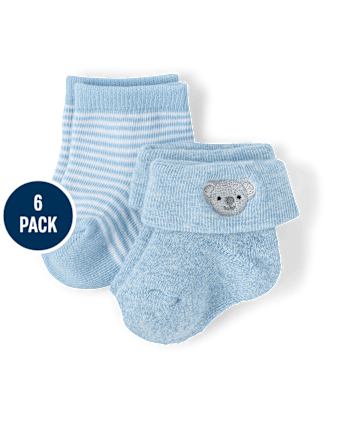 Baby Boys Animal Cushioned Turn Cuff Socks 6-Pack