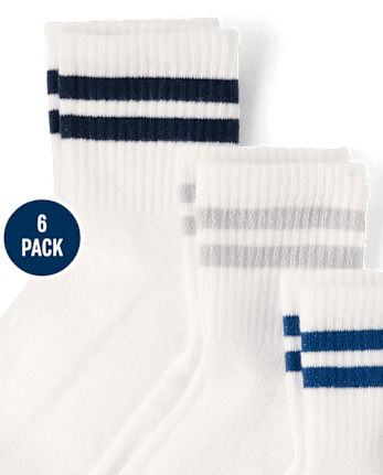 Boys Striped Cushioned Midi Socks 6-Pack
