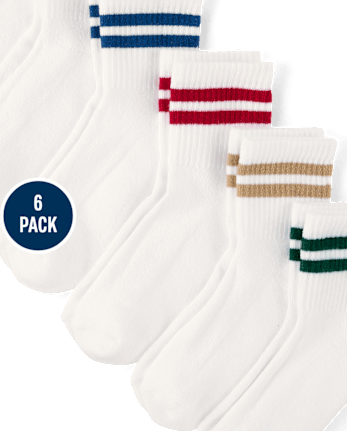 Boys Striped Cushioned Midi Socks 6-Pack