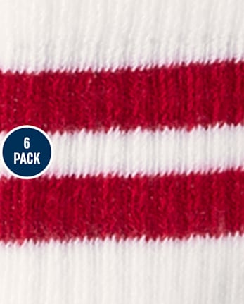 Boys Striped Cushioned Midi Socks 6-Pack
