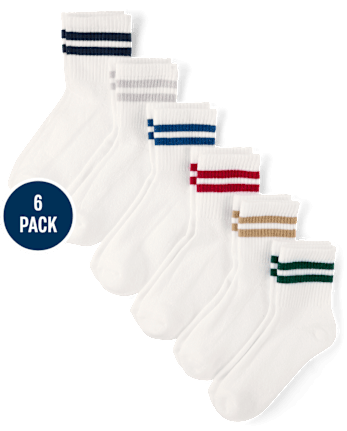 Boys Striped Cushioned Midi Socks 6-Pack