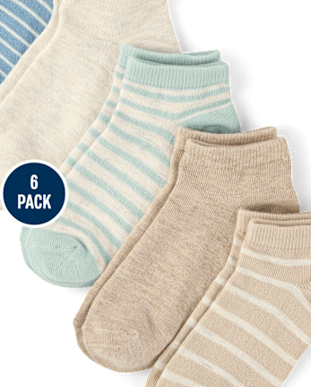 Boys Striped Ankle Socks 6-Pack