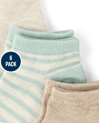 Boys Striped Ankle Socks 6-Pack