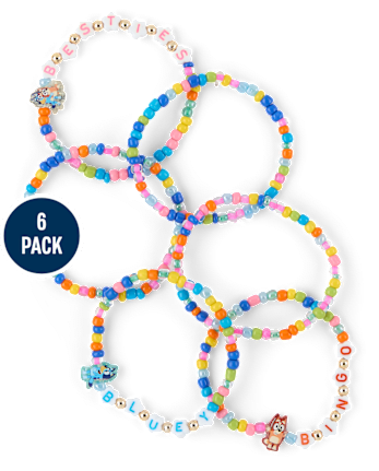 Bracelet Bluey™ pour filles, lot de 6, orné de perles, idéal pour les meilleures amies