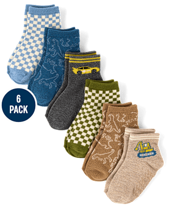 Toddler Boys Dino Midi Socks 6-Pack